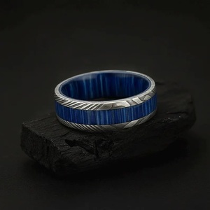 Hot Selling Handmade Wood Damascus Steel <b>Ring</b> for Men Women Wedding Band Fashion Party <b>Ring</b> Custom Latest Design OEM Supplier - Product Image 3