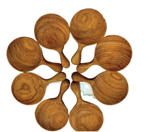 Wooden Sunflower Duo Spoon Factory Direct Vietnam Natural Wood Material For Cooking Serving Kitchen <b>Tool</b> Custom <b>Engraved</b> Logo - Product Image 3