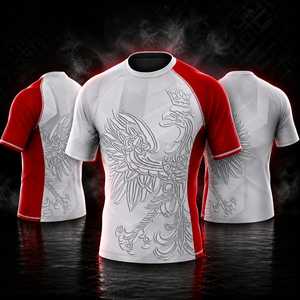 เสื้อรัดกล้ามเนื้อแขนสั้นสำหรับผู้ชาย MMA BJJ ฝึกซ้อม ระบายอากาศได้ดี น้ำหนักเบา ทนทาน ผ้าถัก 220 กรัม ผสมสแปนเด็กซ์/โพลีเอสเตอร์ด้านหน้า - Product Image 1