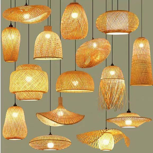 Lustre suspendu en rotin tressé, lumière incandescente pour salon de thé, salle à manger, maison de thé - Style zen japonais et chinois antique - Product Image 2