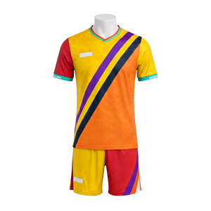 Conjunto de uniforme de rugby sublimado con cuello en V, amarillo naranja, para hombre, manga corta, de secado rápido, corte regular, para adultos, para todas las estaciones - Product Image 1