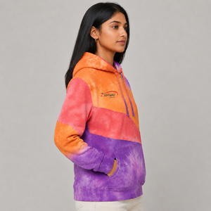 Sweat à capuche tie-dye pour femme, personnalisable avec logo, en molleton de coton doux, chaud et respirant, style streetwear décontracté, vente en gros - Product Image 4