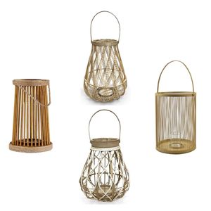 Vietrustic <b>Top</b> Sale Woven Lantern Light Hurricane Candle Holder Bamboo Rattan Lantern Braided Hanging Lanterns - Product Image 1