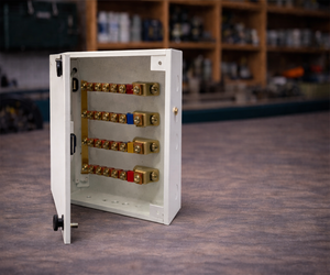 Boîtier de distribution de barres omnibus 300 ampères en cuivre 4 pôles pour usage intérieur/extérieur/industriel OMDMS SHIPPING Corporation Modèle KK78 - Product Image 1