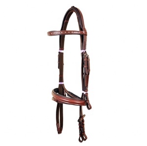 Acolchado Cuervo Elevado Cavesson Cuero Caballo Brida Acolchada Cuero Caballo Entrenamiento Brida Accesorios Ecuestres - Product Image 1