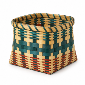 Eco-Friendly Handwoven Tricolor <b>Bamboo</b> Storage Basket Square Base Open Top <b>Planter</b> <b>Pot</b> Cover Desktop Organizer Wholesale - Product Image 2