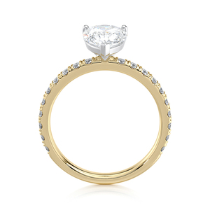 แหวนหมั้นเพชรทรงลูกแพร์ทองคำ 10KT สีเหลือง ได้รับการรับรองจาก IGI ประดับเพชรแบบ Pave Band เหมาะสำหรับงานแต่งงาน งานเลี้ยงฉลองครบรอบ ของขวัญเครื่องประดับ - Product Image 4