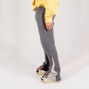 Pakistan Made Track Pants Patchwork Elastic Waistband Men's <b>Stacked</b> Flare Sweatpants Men's Custom Casual Flared <b>Joggers</b> - Product Image 2