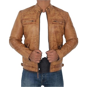Direct Factory Supplier Waterproof Top Quality <b>Men</b> <b>Leather</b> <b>Jacket</b> Customize Design and Color Biker <b>Leather</b> <b>Jacket</b> at Cheap Price - Product Image 3