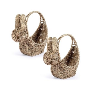 Seagrass bunny easter <b>basket</b> braided sea grass <b>baskets</b> outdoor decoration for <b>egg</b> hunt essentials - Product Image 1