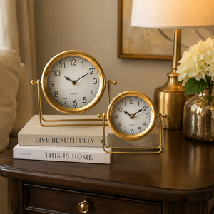 Elegant Brass Tabletop <b>Clock</b> with Glass Cover Vintage Desktop Timepiece Classic Home Office Decoration - Product Image 2
