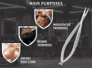 Ciseaux à cuticules micro-spring incurvés de qualité supérieure, ultra-affûtés, en acier inoxydable de précision, pour droitiers, professionnels, pour manucure et sourcils - Product Image 2