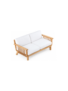 Canapé-lit scandinave en bois massif avec coussins en tissu blanc, design convertible pour salon, 2 places, accoudoir droit - Product Image 6