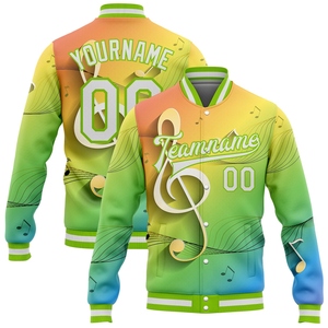 ขายส่งโดยตรงจาก OMMIZ INDUSTRY เสื้อแจ็คเก็ตแบบมีกระดุมติดเต็มตัว ลาย 3 มิติ สีเขียวนีออนขาว สำหรับเทศกาลดนตรี ออกแบบตามสั่ง - Product Image 1