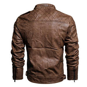 Veste de motard en cuir d'agneau véritable pour homme de qualité supérieure, imperméable, respirante, classique, marron, coupe ajustée - Product Image 6