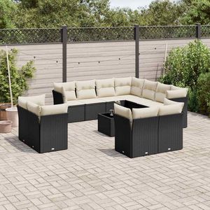 Ensemble de canapés de jardin en rotin PE noir avec pieds réglables, confortable et élégant, mobilier d'extérieur - Product Image 1
