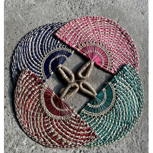 Éventail en paille naturelle fait main, artisanat traditionnel vietnamien, décoration rustique pour la maison - Product Image 5