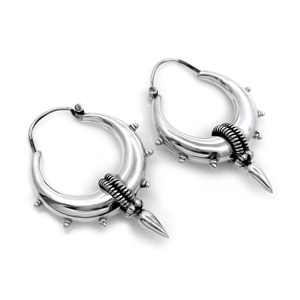 Pendientes de Aro con Púas Estilo Punk para Mujer Silver Mountain SKU7664 con Granate en Plata de Ley 925 Marcada, Ideales para Bodas y Fiestas - Product Image 5