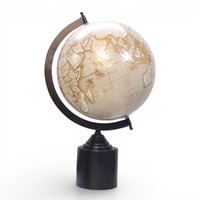 Globe décoratif vintage blanc pour table |   Globe terrestre en fer pour décoration de bureau |   Décoration de maison et de bureau de style antique