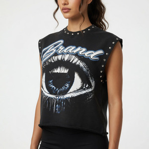 Glory Custom <b>Cropped</b> Graphic Tank <b>Top</b> New Trendy Style Sleeveless Rhinestone T Shirt <b>For</b> Unisex Street Wear - Product Image 6