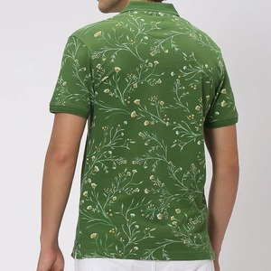 Polo pour homme de qualité supérieure à imprimé floral, motif branche vert olive, en coton, pour le golf, à manches courtes, décontracté d'été, respirant - Product Image 2