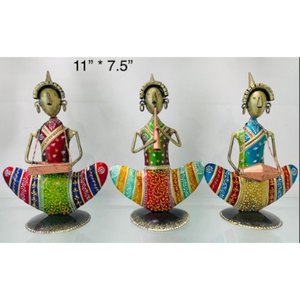 Muñecos Metálicos Artesanales de Músicos - Diseño Art Deco Multifuncional para Celebraciones de Diwali, Bodas y Pascua - Product Image 3