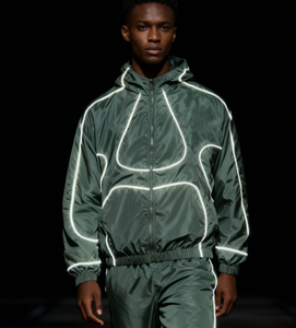 <b>Reflective</b> Edging Highlighted Lines Sports <b>Running</b> Track Suit Crinkle Nylon Windbreaker <b>Jackets</b> and Jogger Pants Tracksuit Sets - Product Image 5