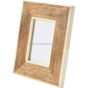 Cadre Photo en bois rustique écologique fait à la main en usine couleur bois naturel Double image solide articles cadeaux décoratifs ARTISAN - Product Image 1