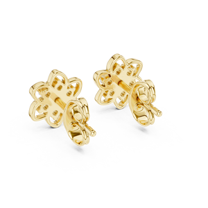 Ensemble de boucles d'oreilles en diamants cultivés en laboratoire ROYAL BLOOM, en or jaune 18 carats, pour fiançailles, mariage, fête, Saint-Valentin, usage quotidien, pour femmes - Product Image 3