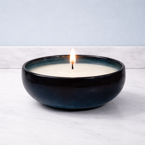 Midnight Ocean Ceramic <b>Candle</b> Vessel Wide Bowl Thick Durable Heat Resistant Smooth Gloss Finish Single Wick Luxury Home Decor - Product Image 1