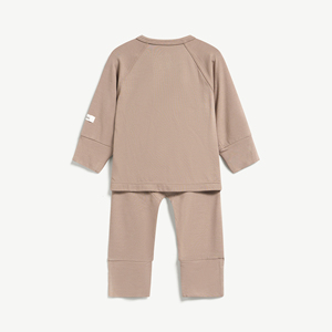 Ensemble 2 pièces unisexe pour bébé, manches longues, en modal et élasthanne, avec boutons-pression, à pieds, nouveau-né, ODM Vietnam - Product Image 2