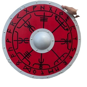 Bouclier Viking artisanal en tissu Ahmad de 24 pouces, qualité DIY, motif celtique rouge, en acier au carbone et contreplaqué, personnalisable ODM/OBM/OEM - Product Image 1