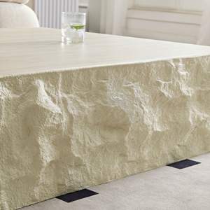 Tavolino da Caffè Moderno Vintage Quadrato 35.43'' in Fibra di Vetro con Finitura Effetto Pietra per Soggiorno e Divano - Product Image 4