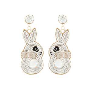 Boucles d'oreilles pendantes en forme de lapin mignon avec strass en cristal, plaquées or, bijoux de fête pour femmes, boucles d'oreilles tendance - Product Image 1