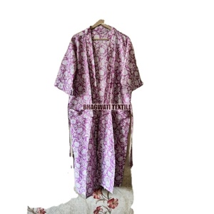 เสื้อคลุมอาบน้ำกิโมโนผ้าฝ้ายออร์แกนิกของผู้หญิงเสื้อคลุมยาวของ100% สำหรับฤดูใบไม้ร่วงชุดใส่เดินชายหาดชุดนอนแห้งเร็ว - Product Image 5