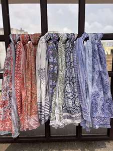 Pareo de algodón 100% con estampado Dabu, hecho a mano, para cubrir el bikini, pañuelo cuadrado y pañuelos con estampado Bagru al por mayor - Product Image 2