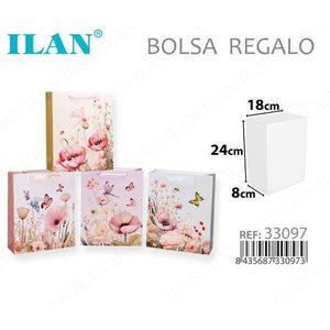 Borsa Regalo ILAN 18x24x8cm con Design Floreale per Feste - Product Image 1