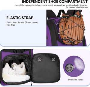 Mochila de Béisbol y Sóftbol Bagnex de 60L con Compartimento para Zapatos y Soporte para Casco, Impermeable, de Poliéster, para Jóvenes - Product Image 5