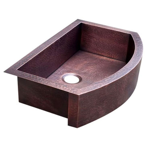 Évier de cuisine rustique en cuivre, élément décoratif métallique, style antique, luxueux, martelé à la main, avec rebord incurvé, pour cuisine individuelle - Product Image 1