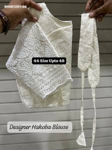 Blusa de diseñador de la mejor calidad, Hakoba Cambric Cotton con trabajo de hilo y lentejuelas, con cinturón, lista para usar, a precio de mayorista. - Product Image 6