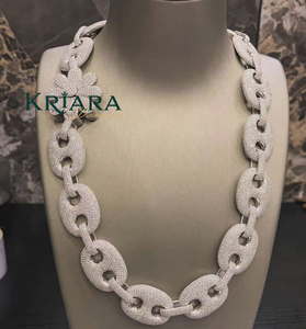 Women's Moissanite <b>Statement</b> <b>Necklace</b> S925 Silver Rhodium Plated Link Chain Geometric Luxury Party Jewelry - Product Image 2