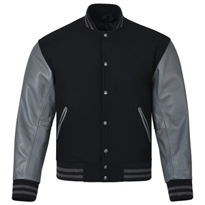 Chaqueta Universitaria de Béisbol Vintage para Estudiantes, Cuello Alto, Cuerpo de Lana, Color Blanco, Invierno, Unisex, Logotipo Frontal - Product Image 1