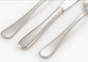 Ensemble de couverts modernes en acier inoxydable, finition miroir, design minimaliste, passe au lave-vaisselle, vaisselle de mariage - Product Image 2