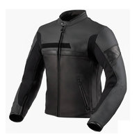 Jaket Motor Anti Air untuk Pria dengan Kerah Tegak Kulit Sapi Logo Depan Kain Tahan Angin Lapisan Dalam Bernapas