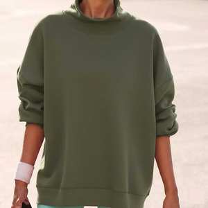 Pull à col montant oversize pour femme en tissu polaire durable, écologique, séchage rapide, personnalisable sur le devant, idéal pour l'hiver et le quotidien - Product Image 5