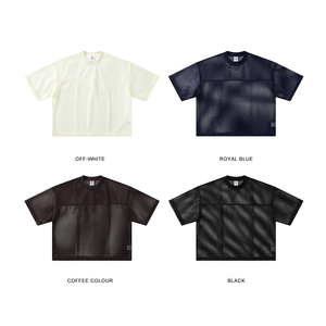 เสื้อยืดโอเวอร์ไซส์ผู้ชาย แขนสั้น คอกลม ผ้าตาข่าย ระบายอากาศ สไตล์สตรีท สีดำล้วน ผ้าฝ้ายถัก 100% ใส่สบายในฤดูหนาว - Product Image 3