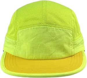 Yellow 5-Panel Baseball Cap Unisex Solid Color Mesh Fabric Adjustable <b>Magic</b> Sticker Closure Casual Outdoor Spring Summer Wear - Product Image 3