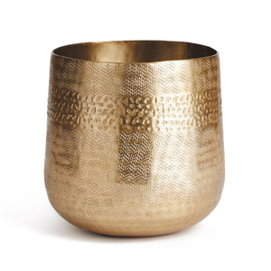 Maceta de Metal con Acabado Dorado en Forma Redonda para Hogar, Patio, Balcón, Decorativa, Hecha a Mano - Product Image 5