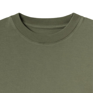 T-shirt uni surdimensionné pour homme en coton épais, coupe carrée, épaules tombantes, col rond, manches courtes, style streetwear, vente en gros - Product Image 3