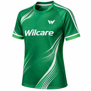 เสื้อกีฬาผู้ชาย Wilcare สีเขียว พิมพ์ลายแบบ Sublimation แห้งเร็ว ไซส์ผู้ใหญ่ เสื้อกีฬาแห้งเร็วสำหรับผู้ชาย ขายส่ง - Product Image 1